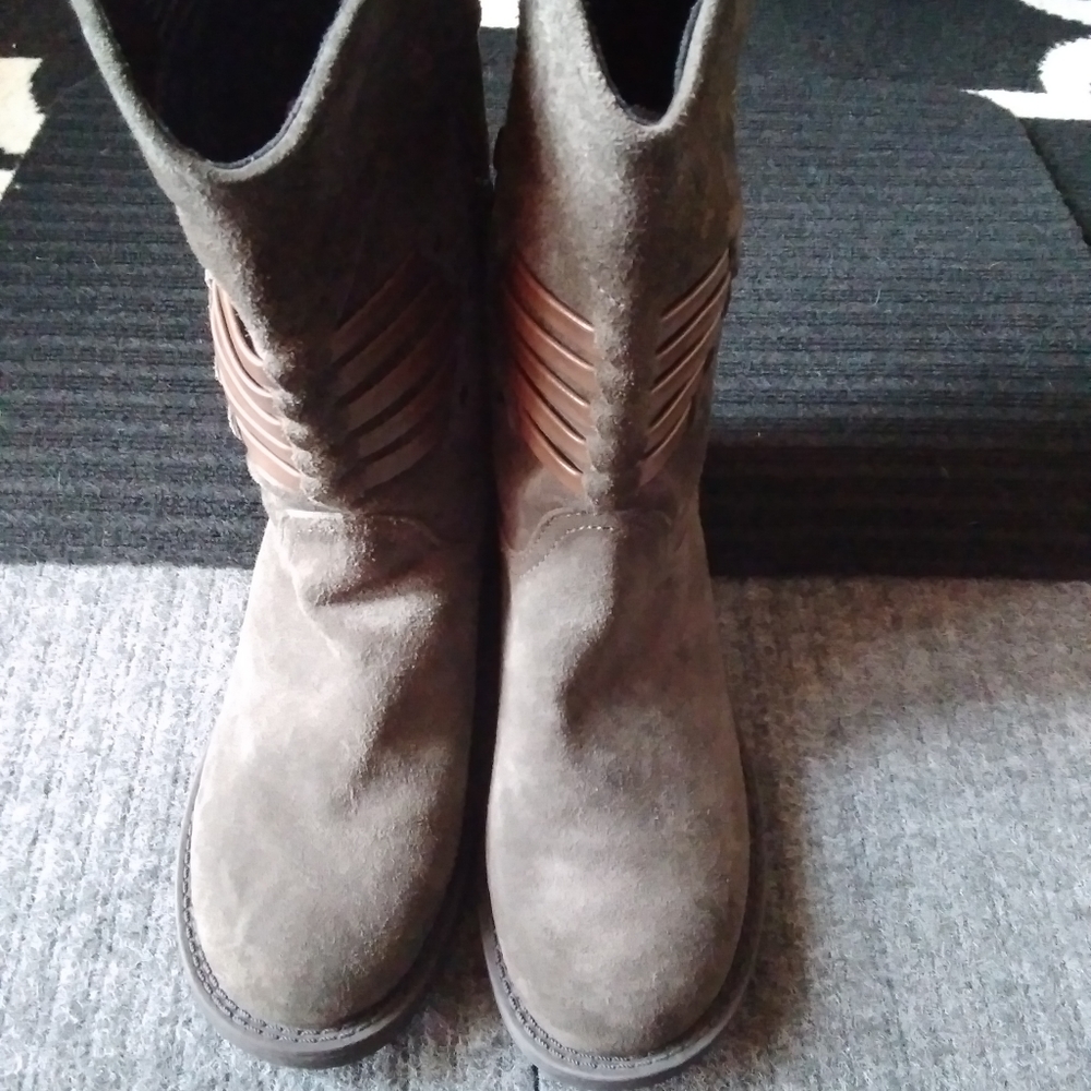 Calvin Klein Jeans Kourtney Moto leather and suede women's boots